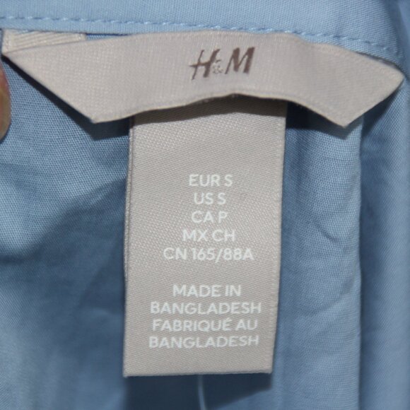 H&M Shirt Women's S Blue Button Up Collared Long Sleeve Cotton Casual Oversized - Picture 7 of 9